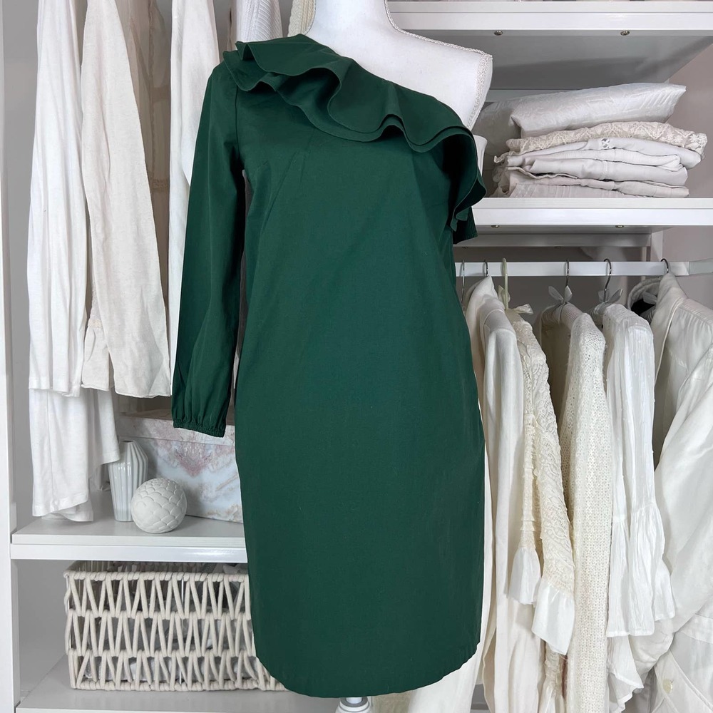 J Crew Mercantile Size 2.  One sleeved Dress, Kelly Green.